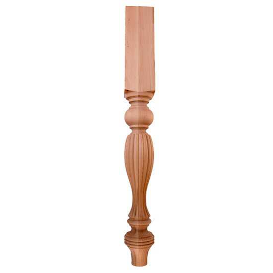 Tapered Fluted Post Cherry 3-3/4 x 3-3/4 x 35-1/4