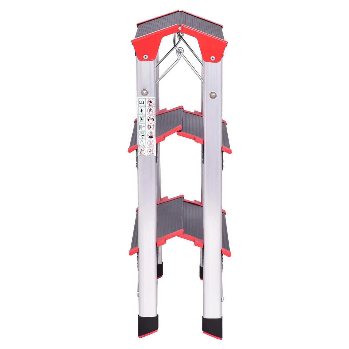 Costway 3 Step Aluminum Lightweight Ladder Folding Non-Slip Platform Stool 330Lbs Load