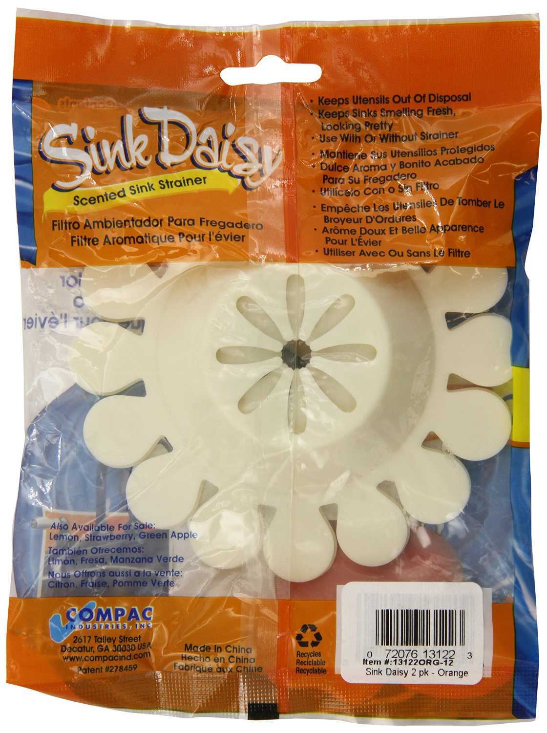 Compac Sink Daisy Scented Sink Strainer, Lemon, 2 Count