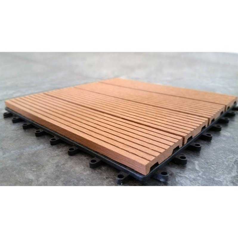 12 x 12 Eco-Friendly Wood-Plastic Composite Interlocking Decking Tile - Light Brown WPC001 (11 tiles/box)