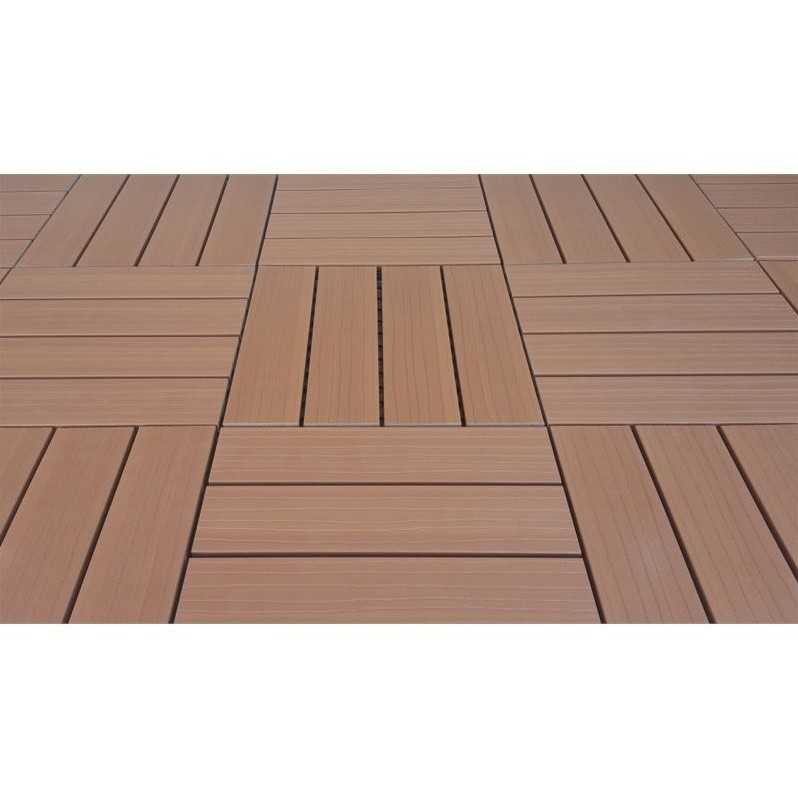 12 x 12 Eco-Friendly Wood-Plastic Composite Interlocking Decking Tile - Cedar WPC3 (11 tiles/box)