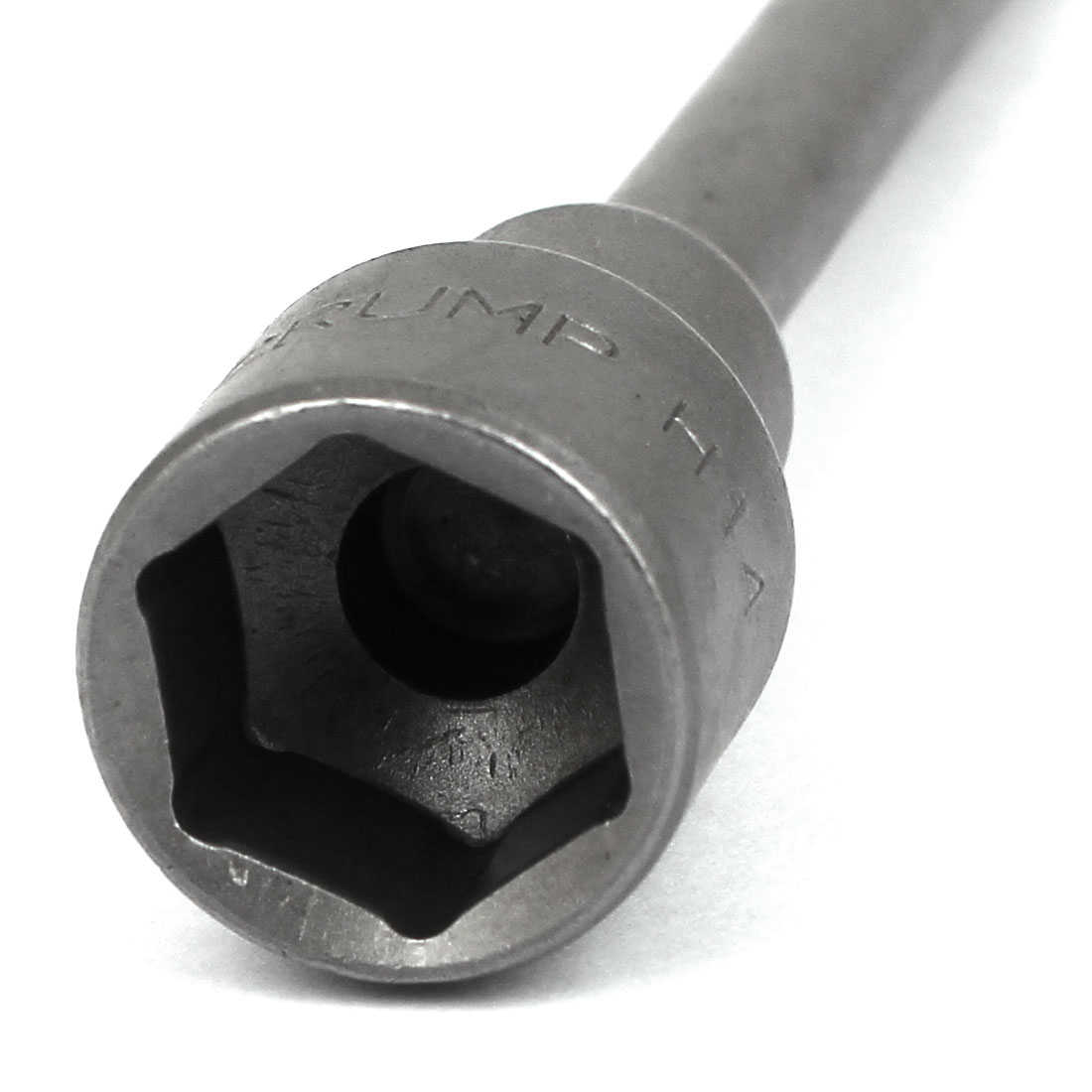 `Bell Shape Hex Shank 14mm Metal Socket Nut Setter Driver Gray 150mm Long