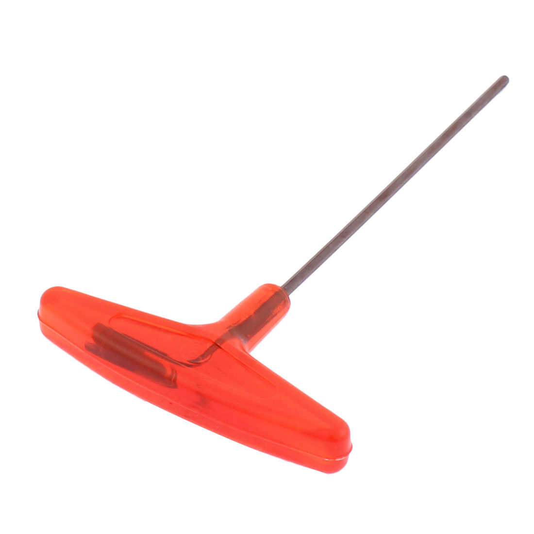 Red T Handle 3mm Copper Tone Metal Hex Key Wrench Tool