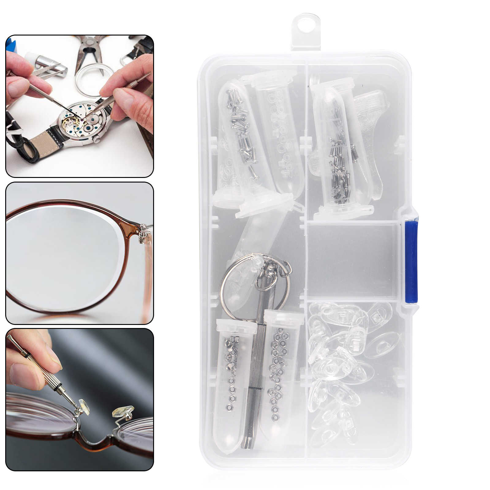 TSV Eye Glasses Sunglasses Repair Tool Screw Nose Pad Nut Optical Assortment Kit Set