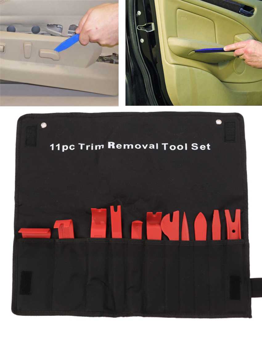 11pc Trim Removal Tool Set Clip Interior Wedge Panel Dash Trim Removal Clip Nylon Plastic BTC