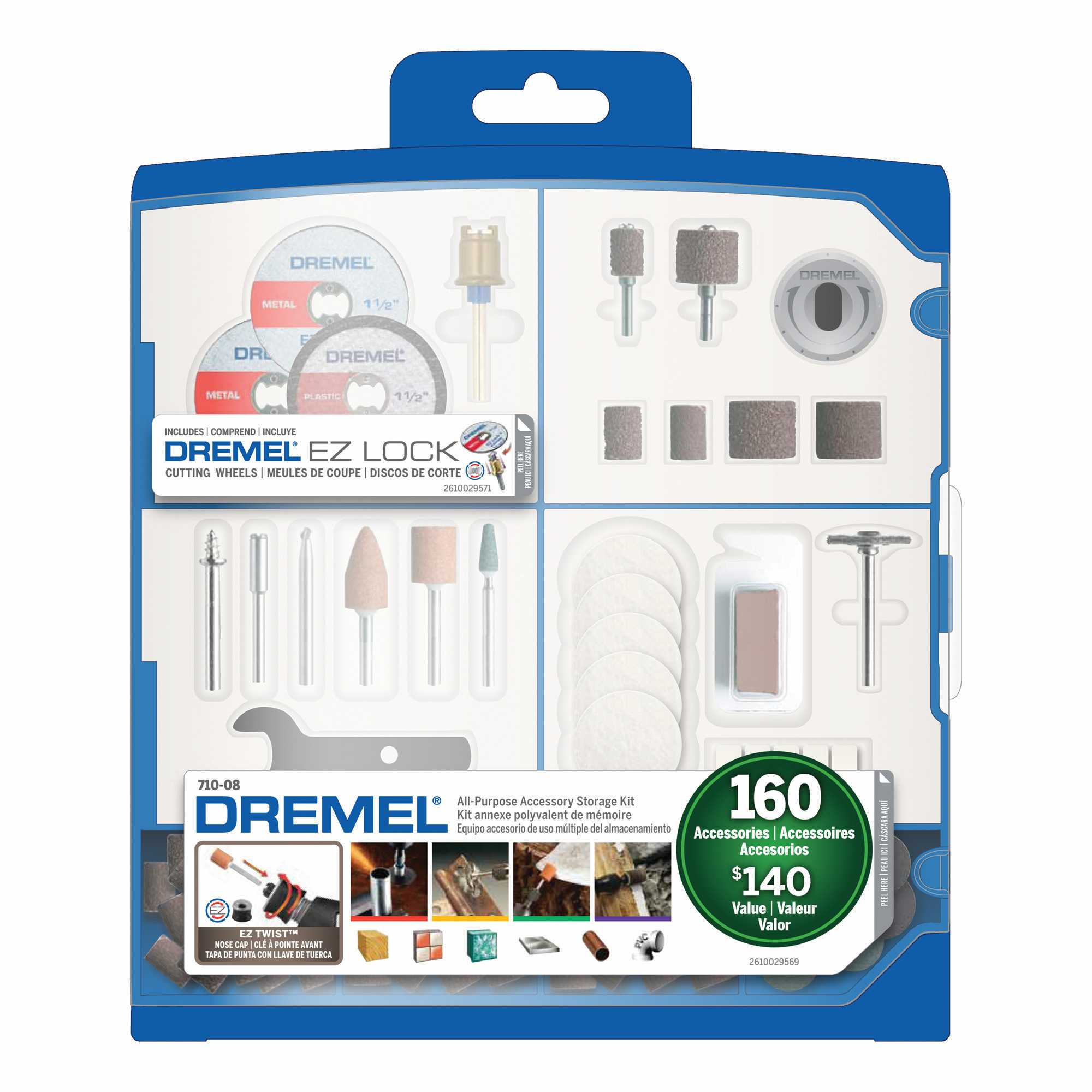 Dremel 710-08 Rotary Tool Accessory Kit with Plastic Storage Case 160-Piece