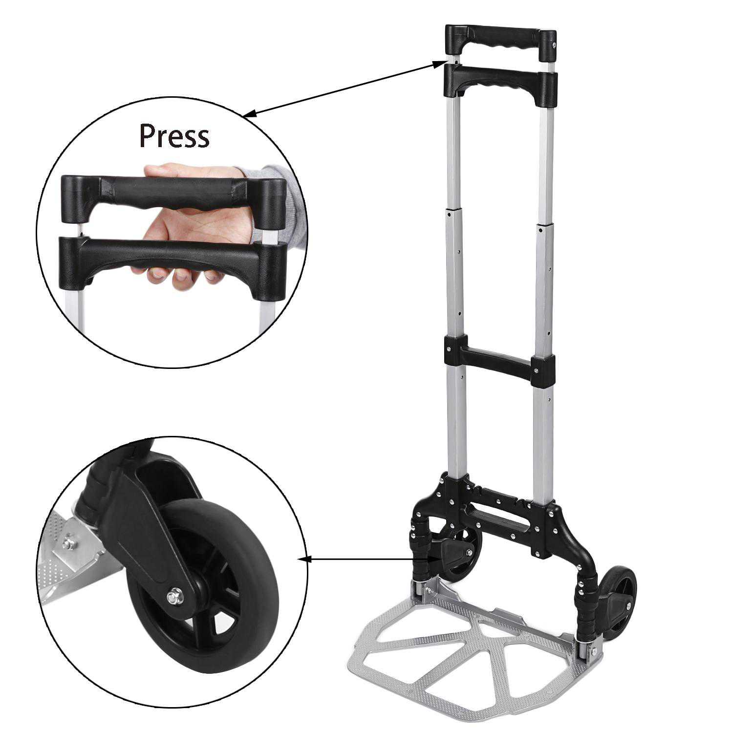 Telescoping Portable Folding Hand Truck Dolly Luggage Carts Aluminum Alloy,150 lbs