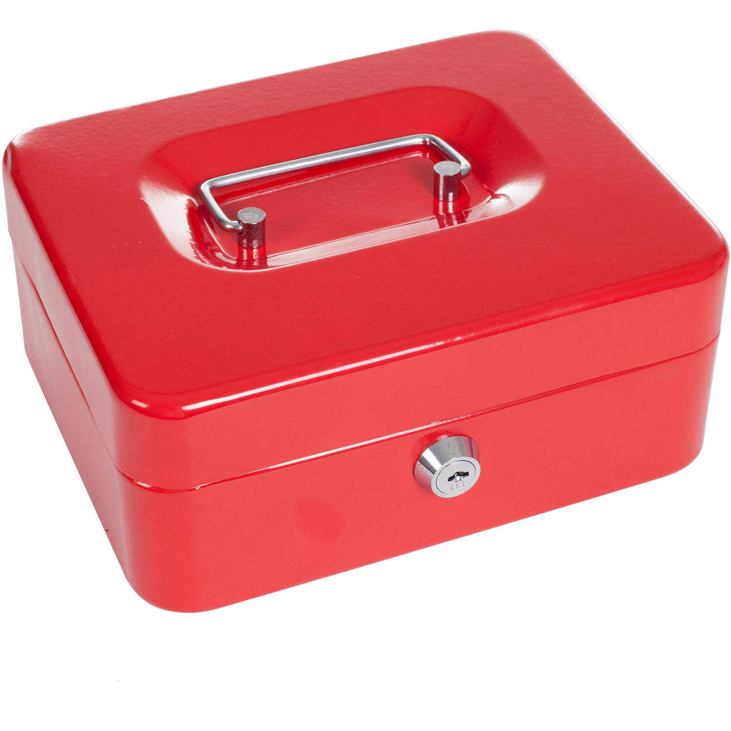 Stalwart 8' Key Lock Cash Box with Coin Tray, Red