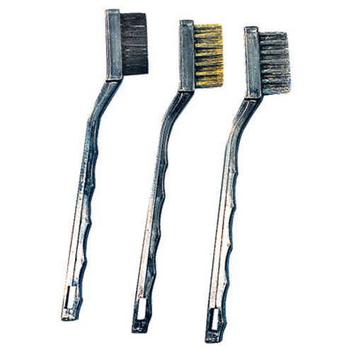 K Tool 74103 Miniature Brush Set, 3 Piece, with Stainless Steel, Brass and Nylon, 7' Long Handles