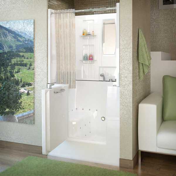 Avano AV3140RA Walk-In Tubs 39.5' Acrylic Air Bathtub for Alcove Installations with Right Drain, Roman Tub Faucet & Handshower