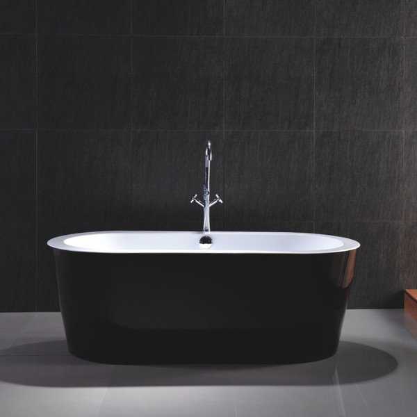 Vanity Art 67.7 Inch Freestanding Black and Soaking Bathtub