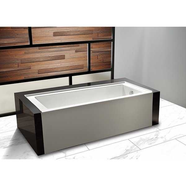 Dyconn Faucet Avalon Acrylic Rectangular Alcove Apro-Front Non-Whirlpool Bathtub in White
