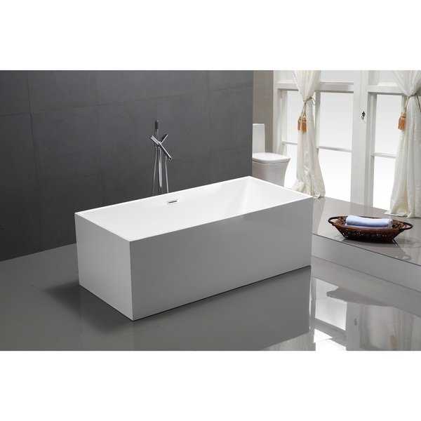 Vanity Art White Acrylic 59-inch Freestanding Soaking Bathtub