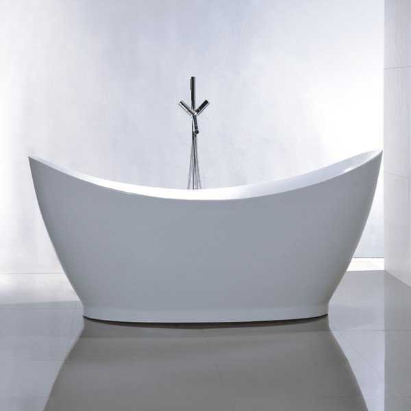 Vanity Art White Acrylic 67.5-inch Freestanding Soaking Bathtub