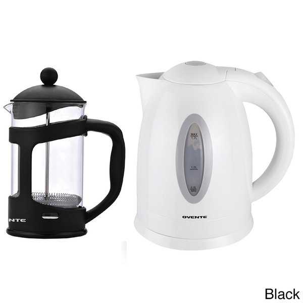 Ovente Cordless Electric Kettle with 34-ounce French Press Coffeemaker