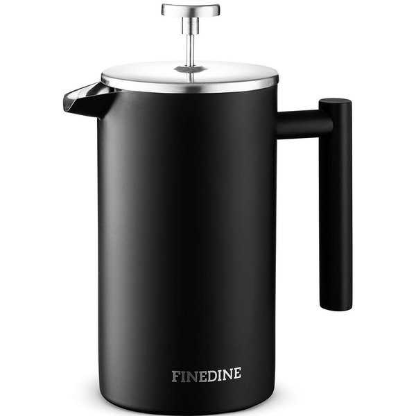 French Press Coffee Maker - (34-Oz) 18/8 Stainless Steel Double Wall Insulated Retains Heat Longer Triple-Screen Grounds Filter