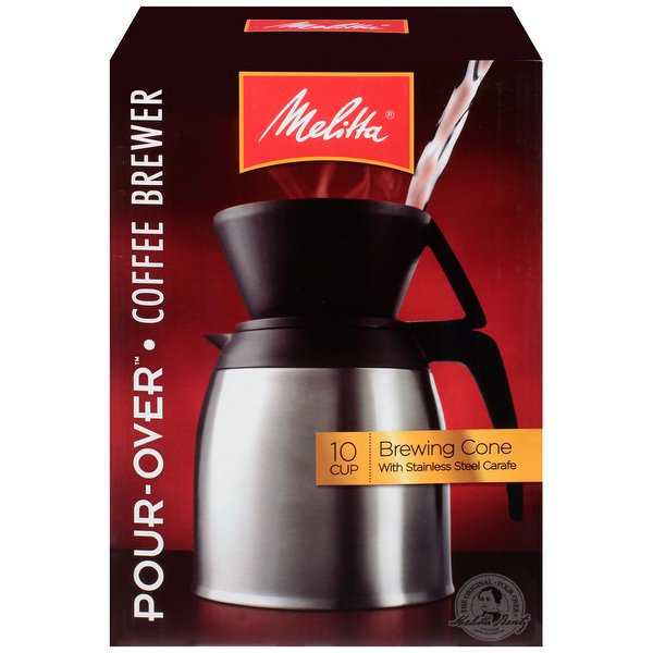 Melitta 10-Cup Thermal Pour-Over Coffeemaker Set with Cone and Stainless Carafe