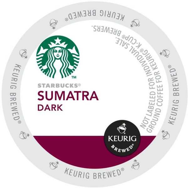 Starbucks Sumatra Coffee, Dark Roast with a full, buttery body - K-Cup Portion Pack for Keurig K-Cup Brewers