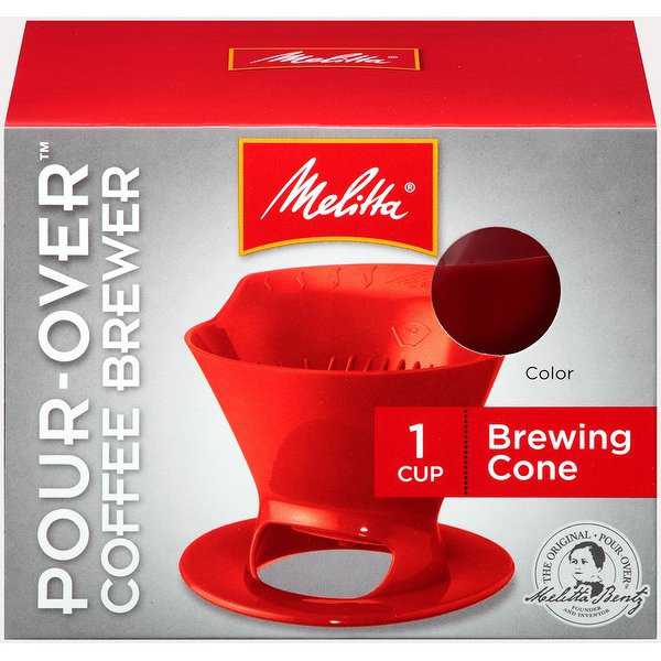 Melitta 1-Cup Pour-Over Coffee Brew Cone, Red
